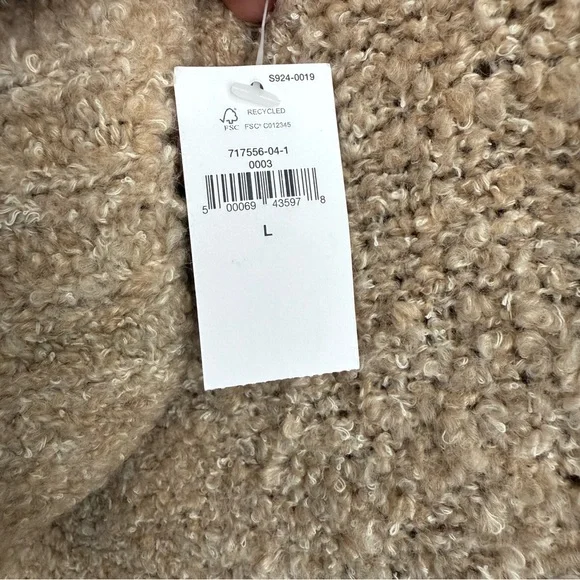 NWT GAP Cozy Boucle Turtleneck Tunic Sweater Wheat Beige L Cowl Neck Warm Knit - Picture 9 of 16
